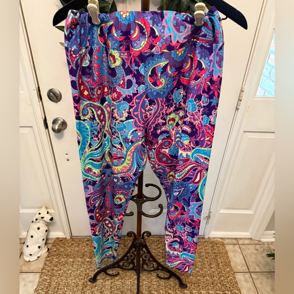 Charlies Project Colorful Hippie Retro Floral & Paisley Print Soft Leggings L